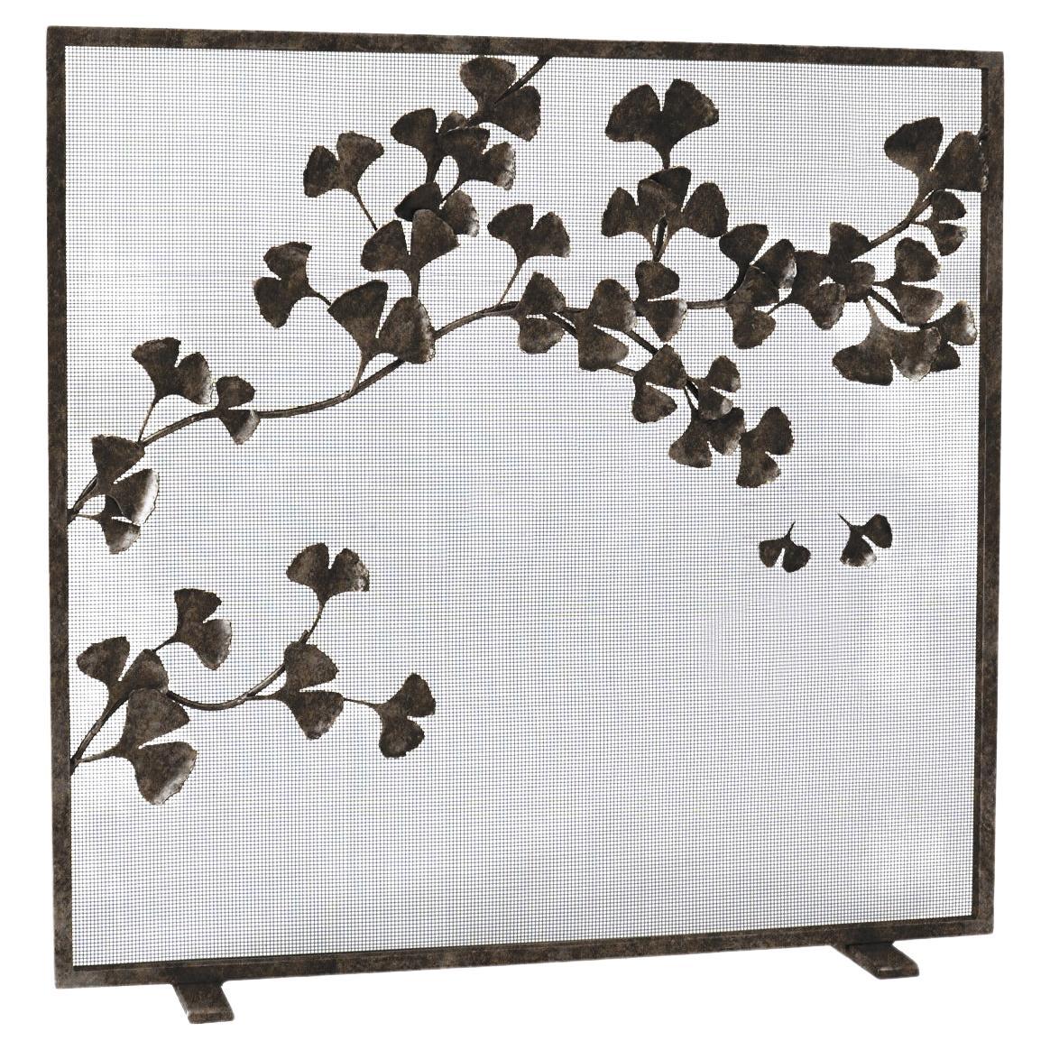 Celeste Fireplace Screen in Gold Rubbed Black For Sale at 1stDibs