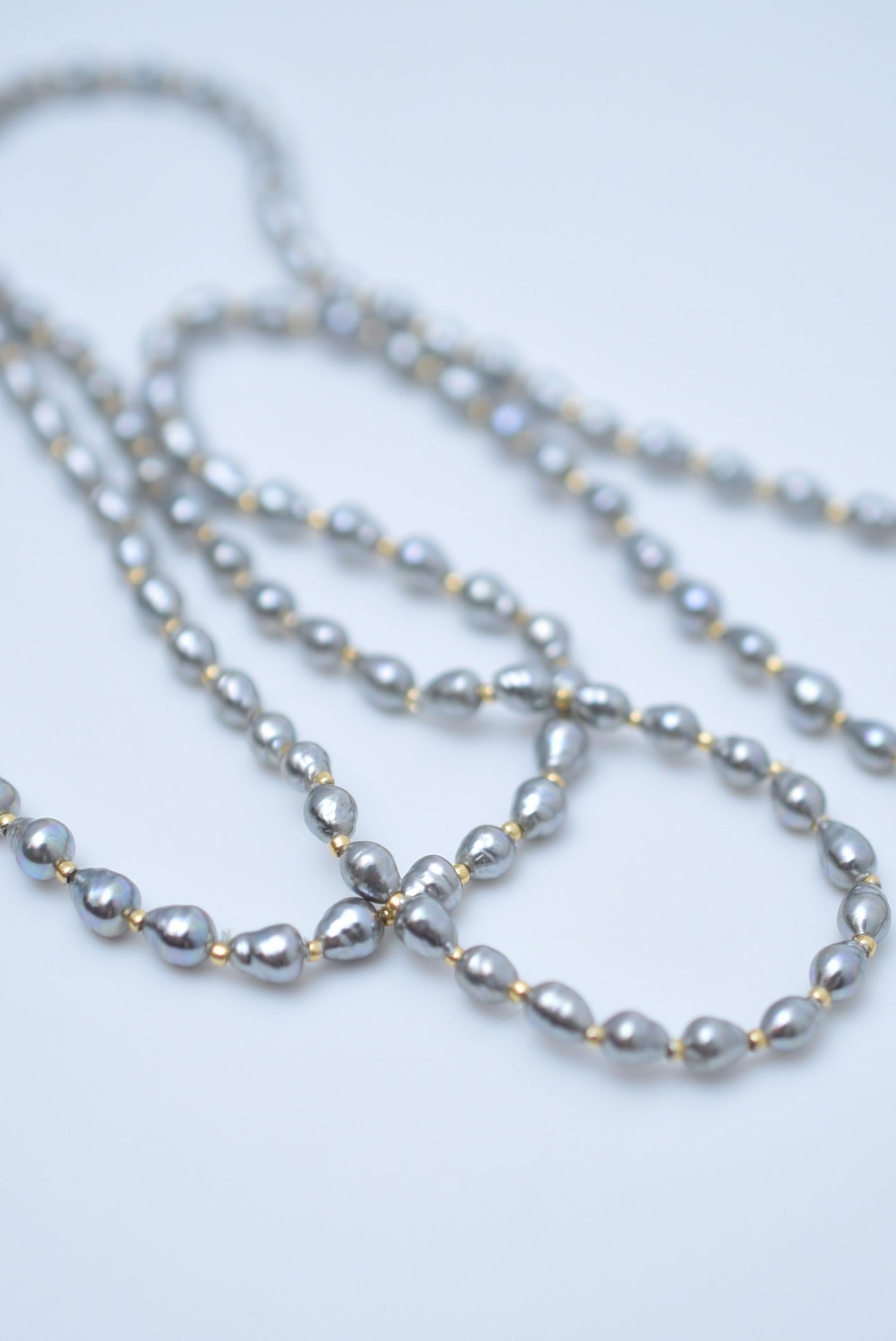 Women's or Men's ginkgo long necklace  / vintage jewelry , 1970's vintage parts, vintage pearl For Sale