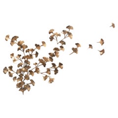 Ginkgo Wall Sculpture in Aged Gold