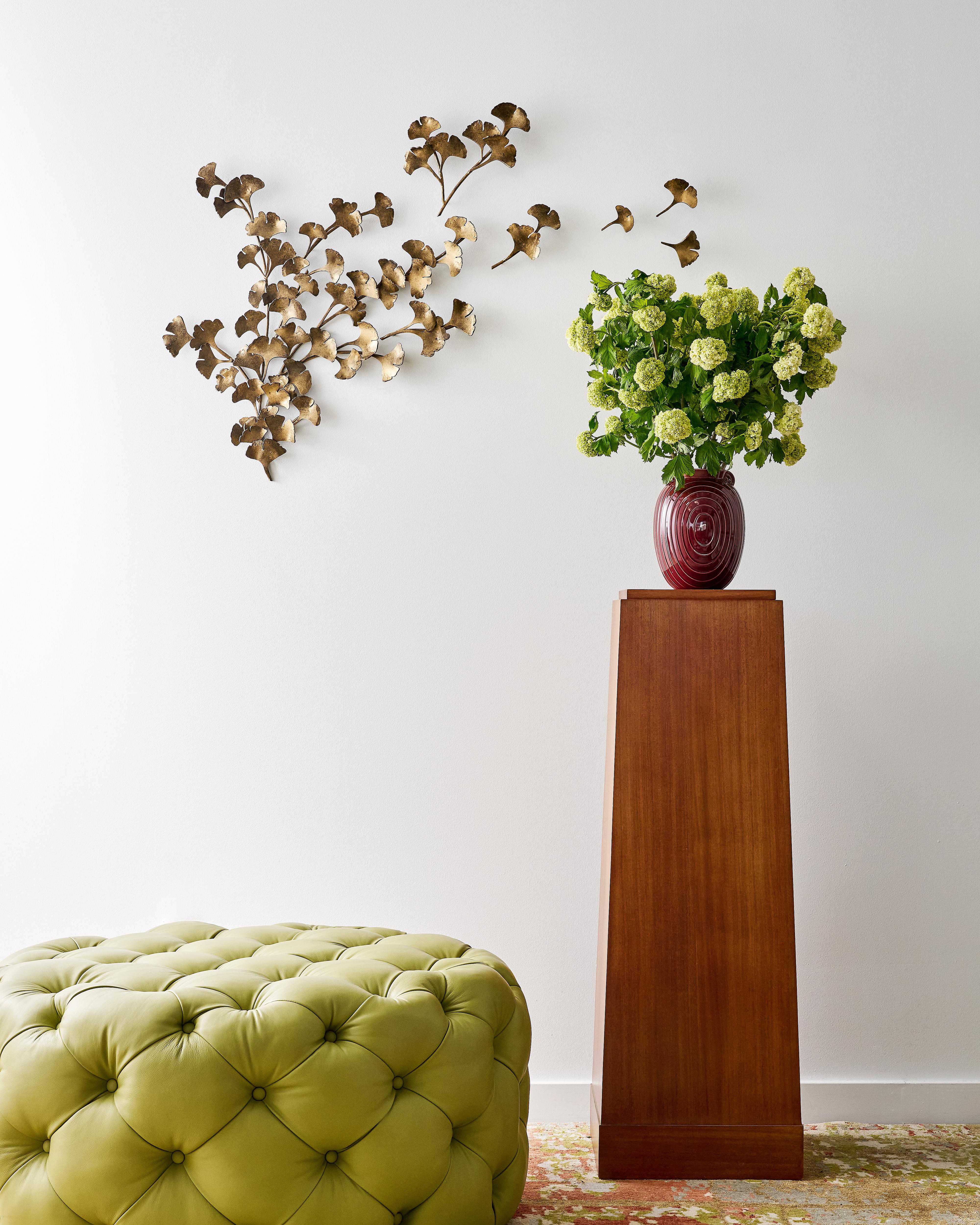 Ginkgo-Wandskulptur aus gealtertem Silber im Angebot 4