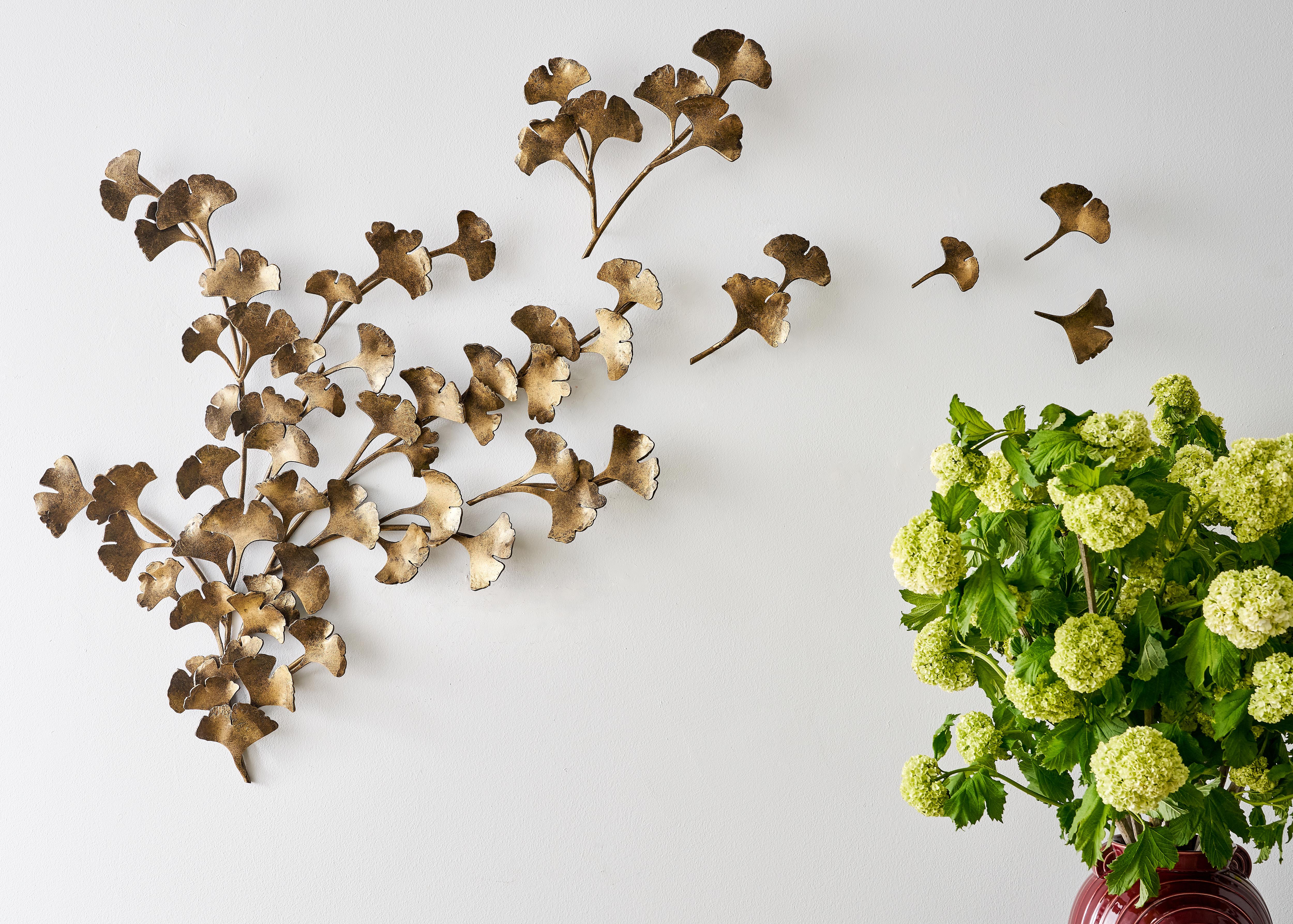 Ginkgo-Wandskulptur aus gealtertem Silber im Angebot 5