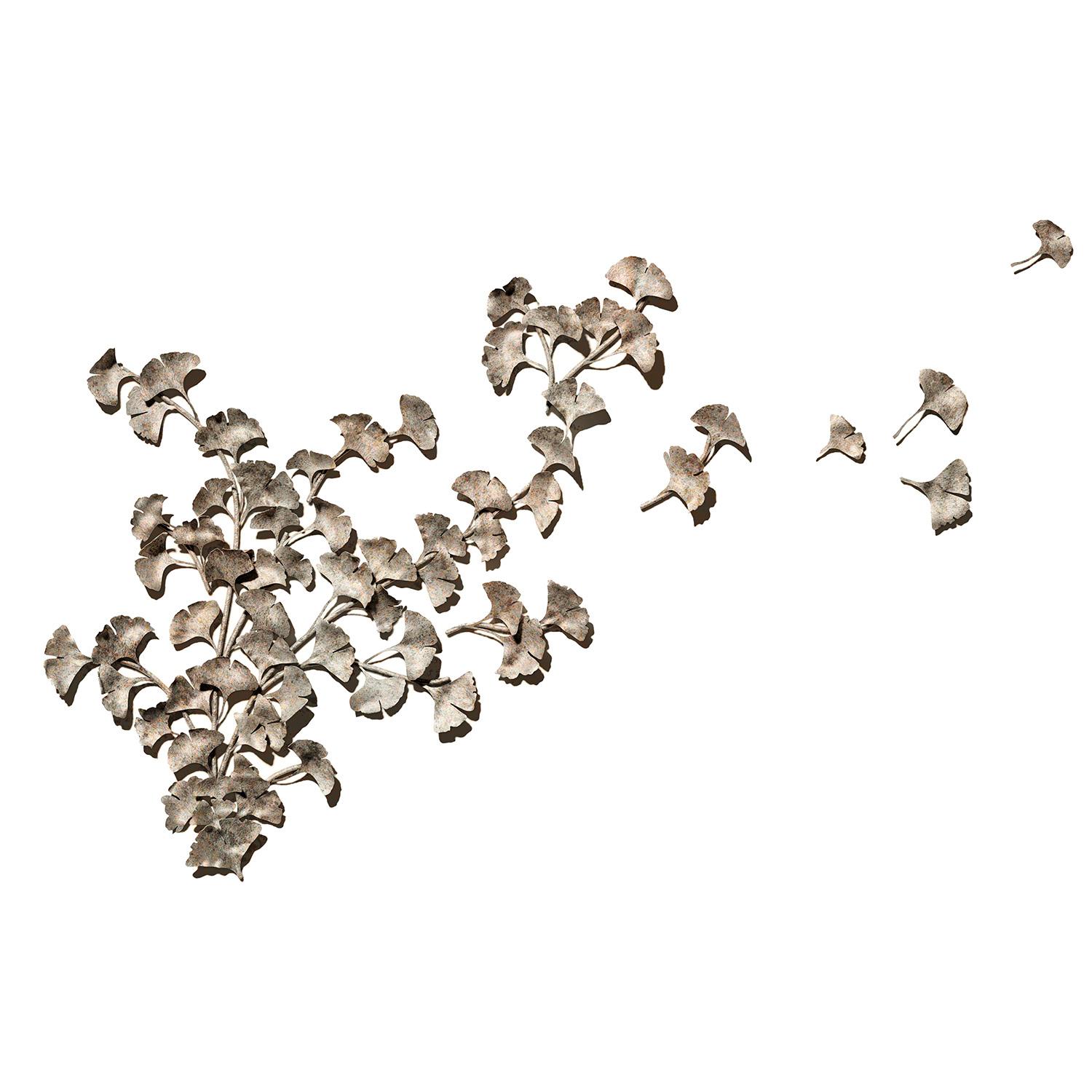 Escultura de pared Ginkgo en plata envejecida Norteamericano en venta