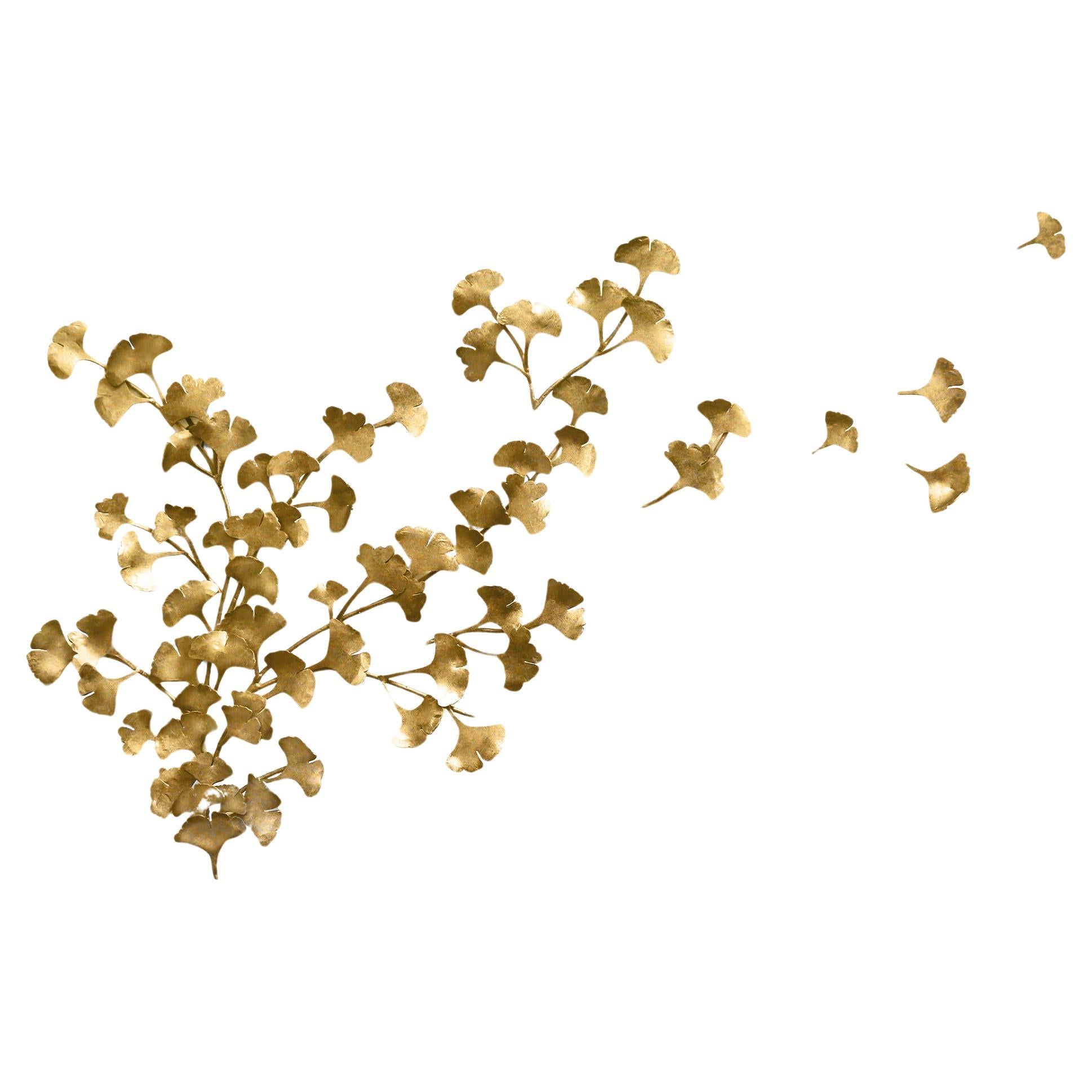 Ginkgo Wall Sculpture in Brilliant Gold