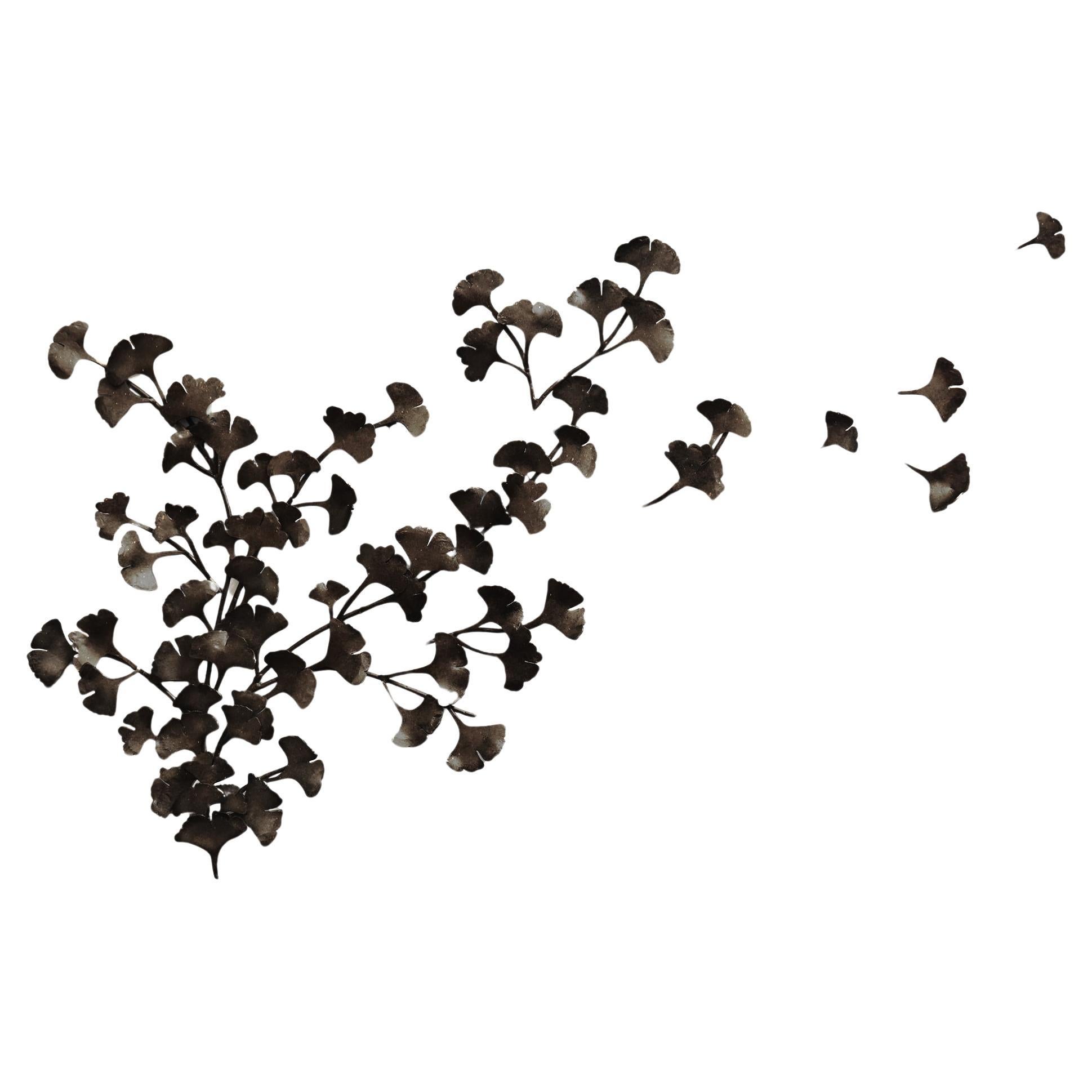 Ginkgo Wall Sculpture in Warm Black