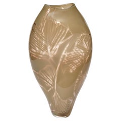 Ginko, a cocoa 
clear Sculptural Hand Blown glass Vase by Michèle Oberdieck