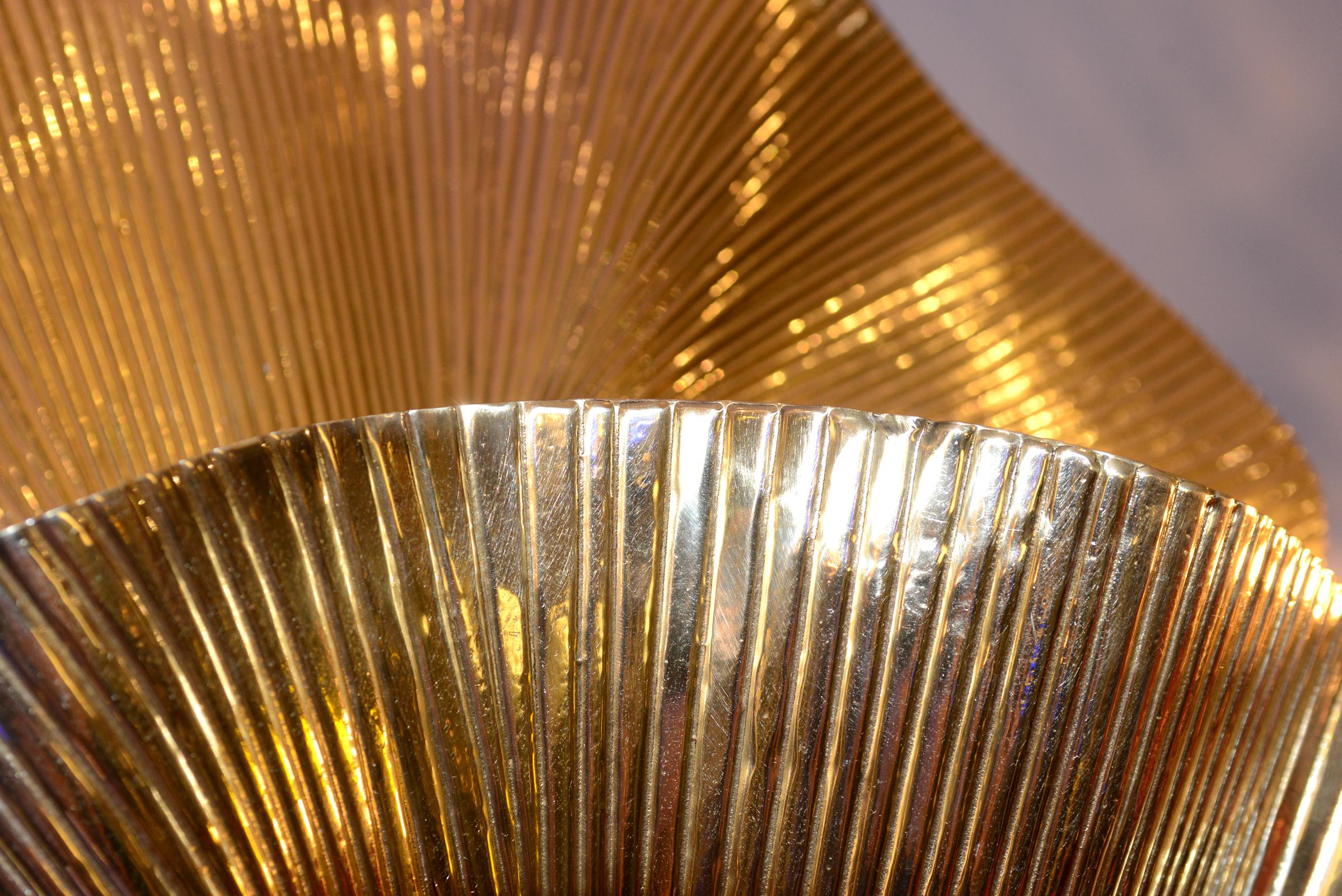 Contemporary Ginko Biloba Floor Lamp in Polished Brass