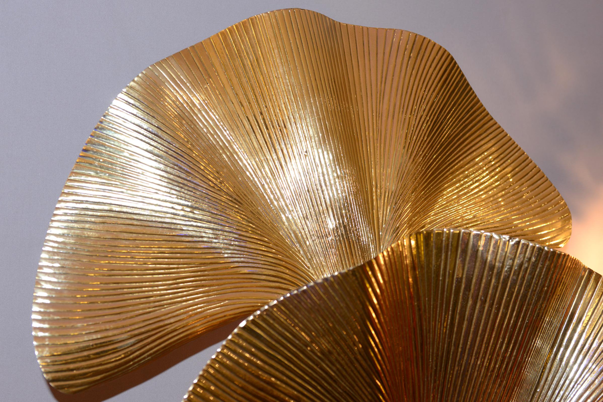 Ginko Biloba Floor Lamp in Polished Brass For Sale 1