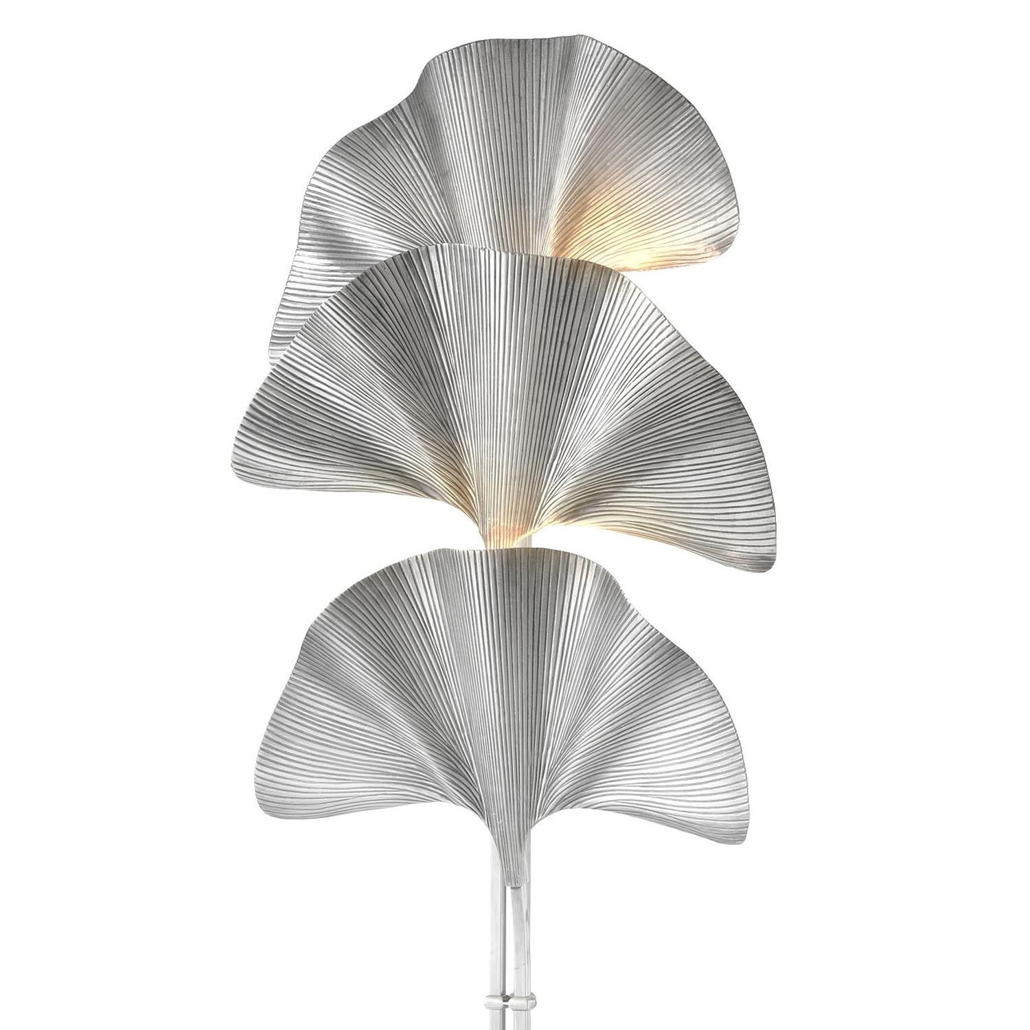Indian Ginko Biloba Silvered Floor Lamp