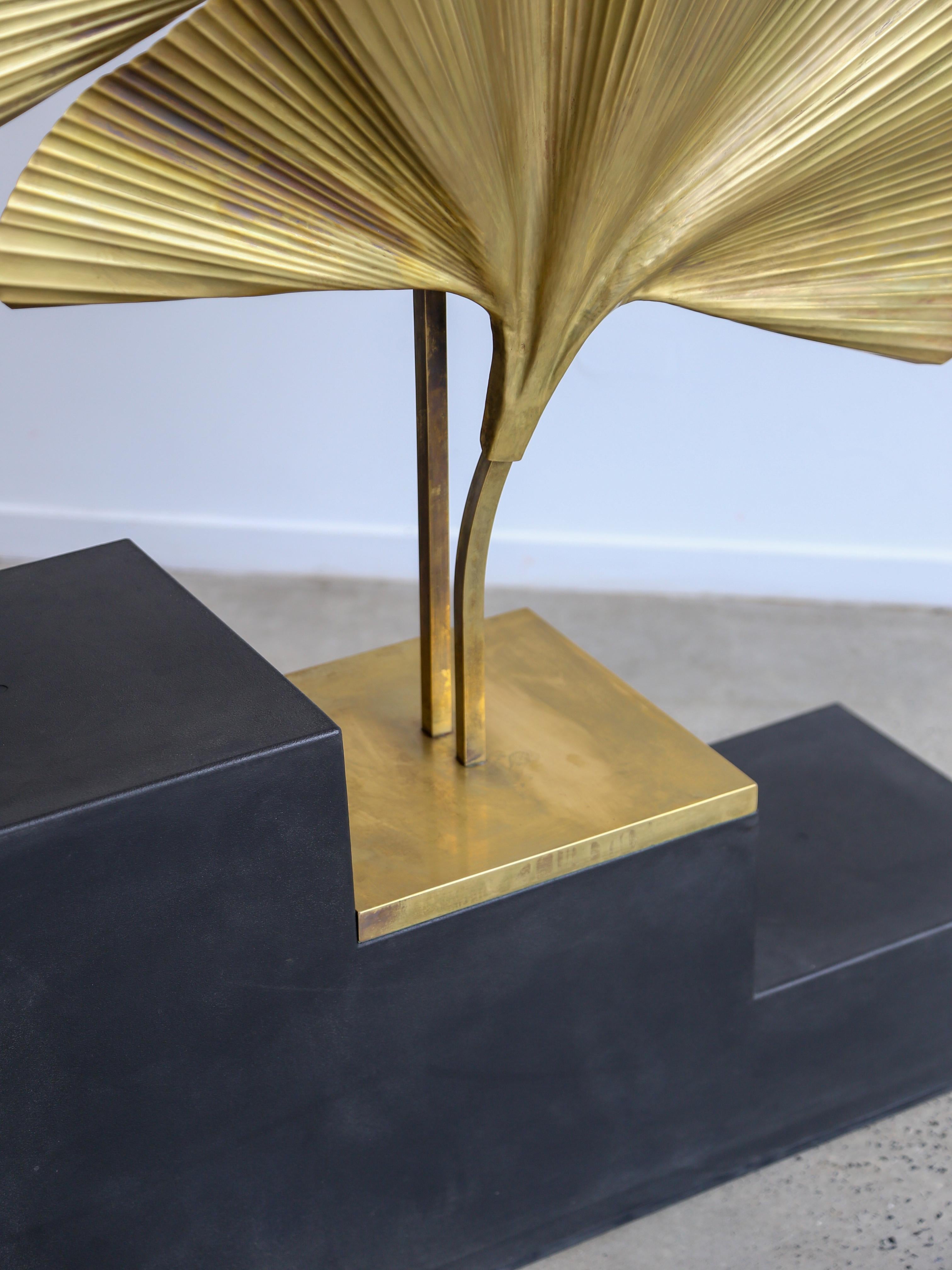 Ginko Brass Table Lamp with Two Leaves For Sale 2