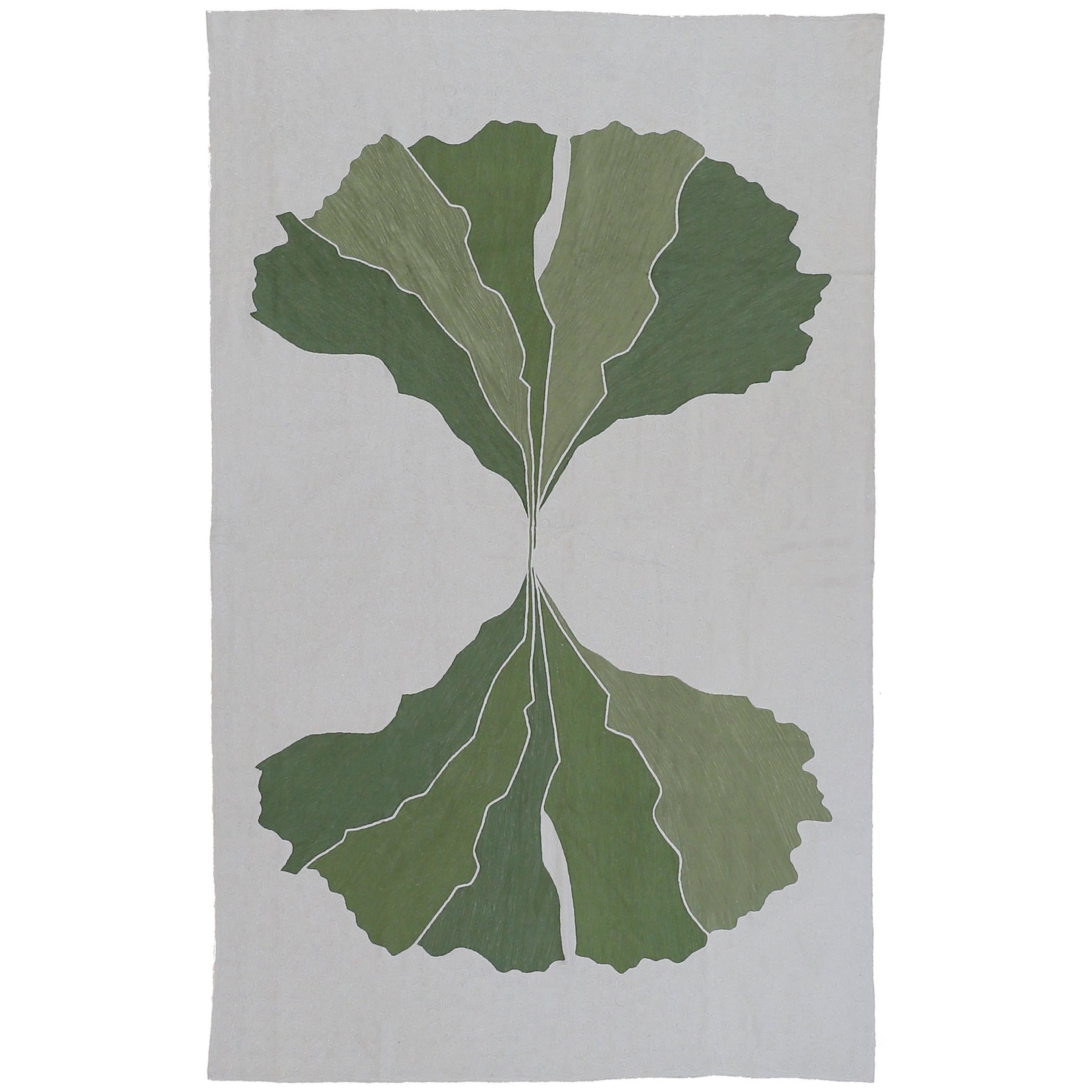 Ginko Cashmere Wool Chain Stitch Rug Designed by Barbara Frua