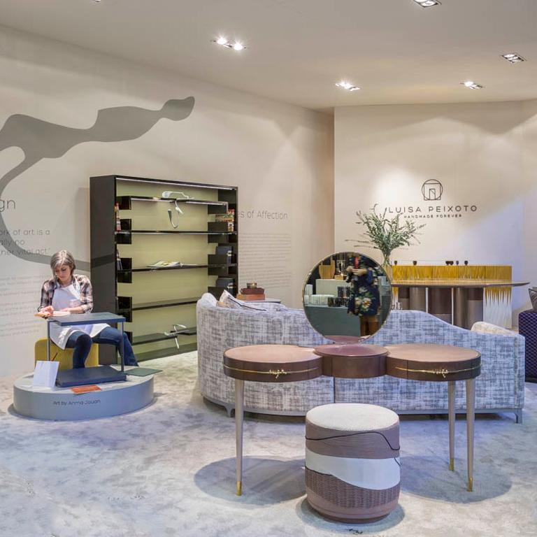 Puf Ginko Contemporáneo y Personalizable con Mezcla de Tejidos de Luísa Peixoto Portugués en venta