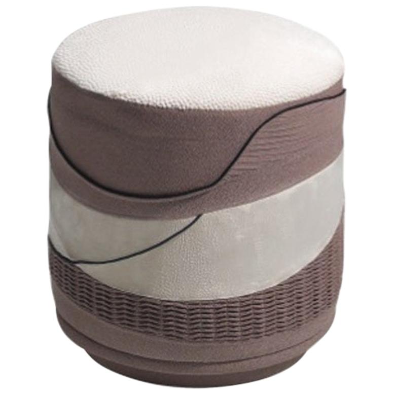 Ginko Contemporary and Customizable Pouf with Mix of Fabrics by Luísa Peixoto For Sale