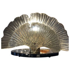 Ginko Leaf Murano Glass, Mirrored Gold Table Lamp 1980s