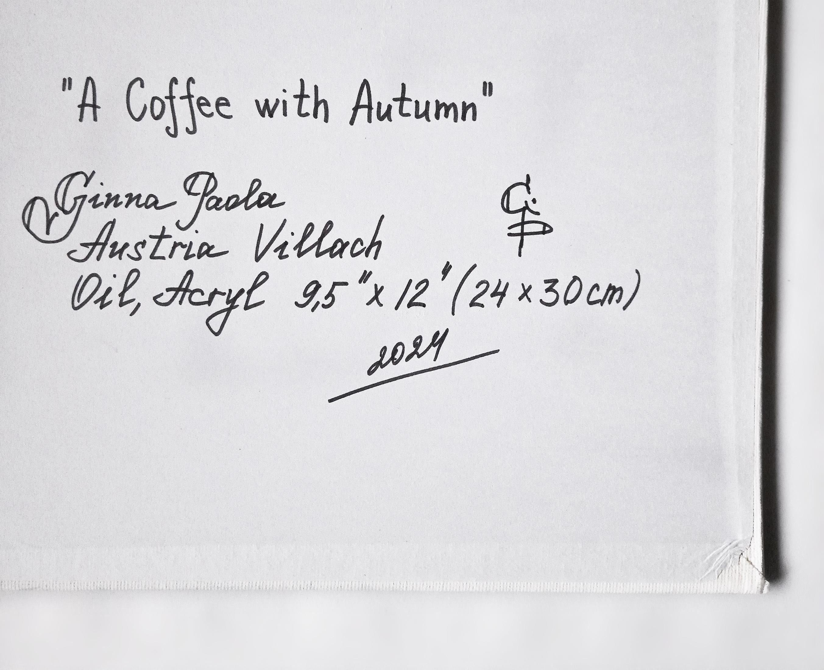 A Coffee with A Coffee with Autumn. Originalgemälde im Angebot 2