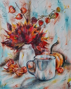 Un Café con Otoño. pintura original