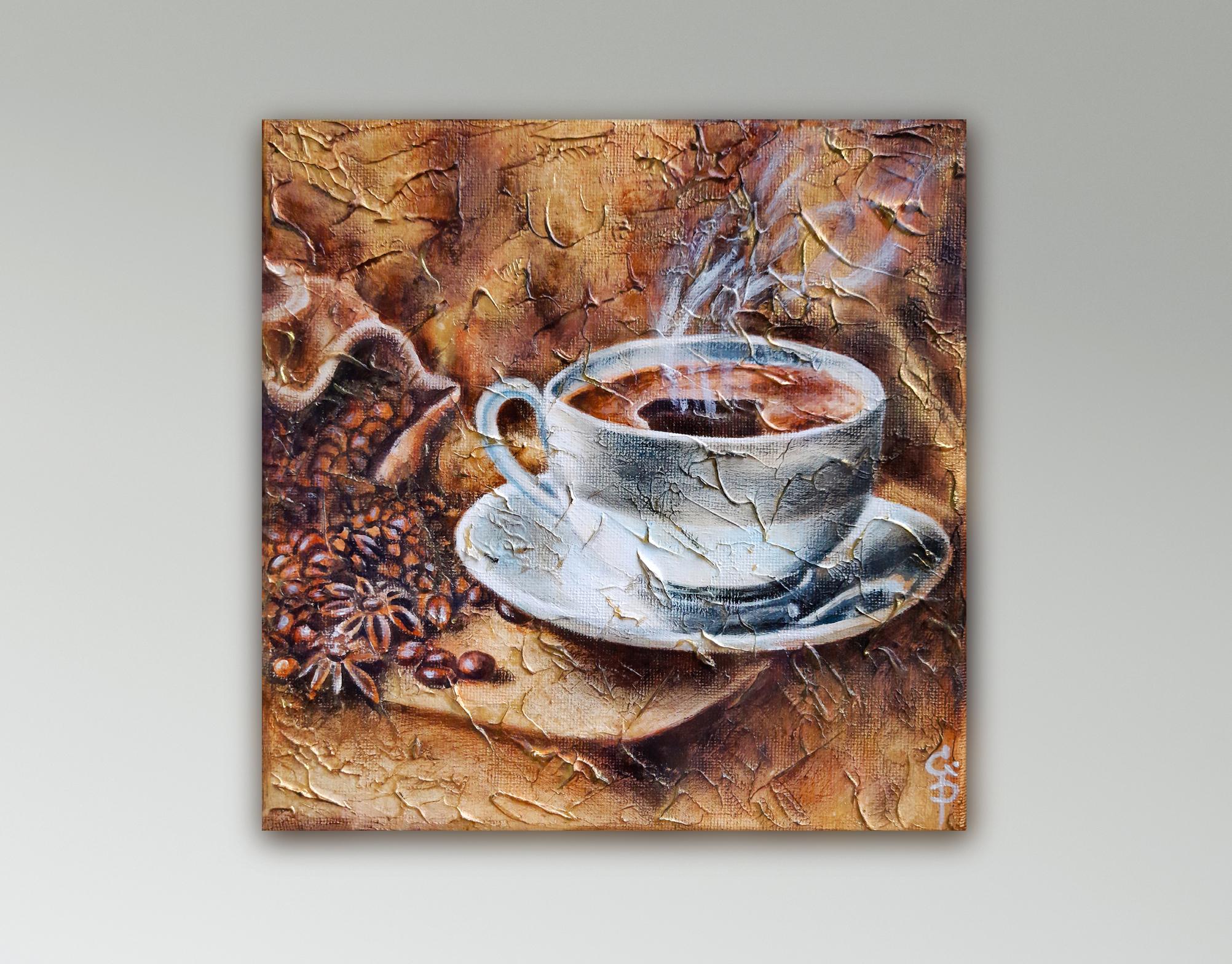 Kaffee. Originalgemälde im Angebot 1