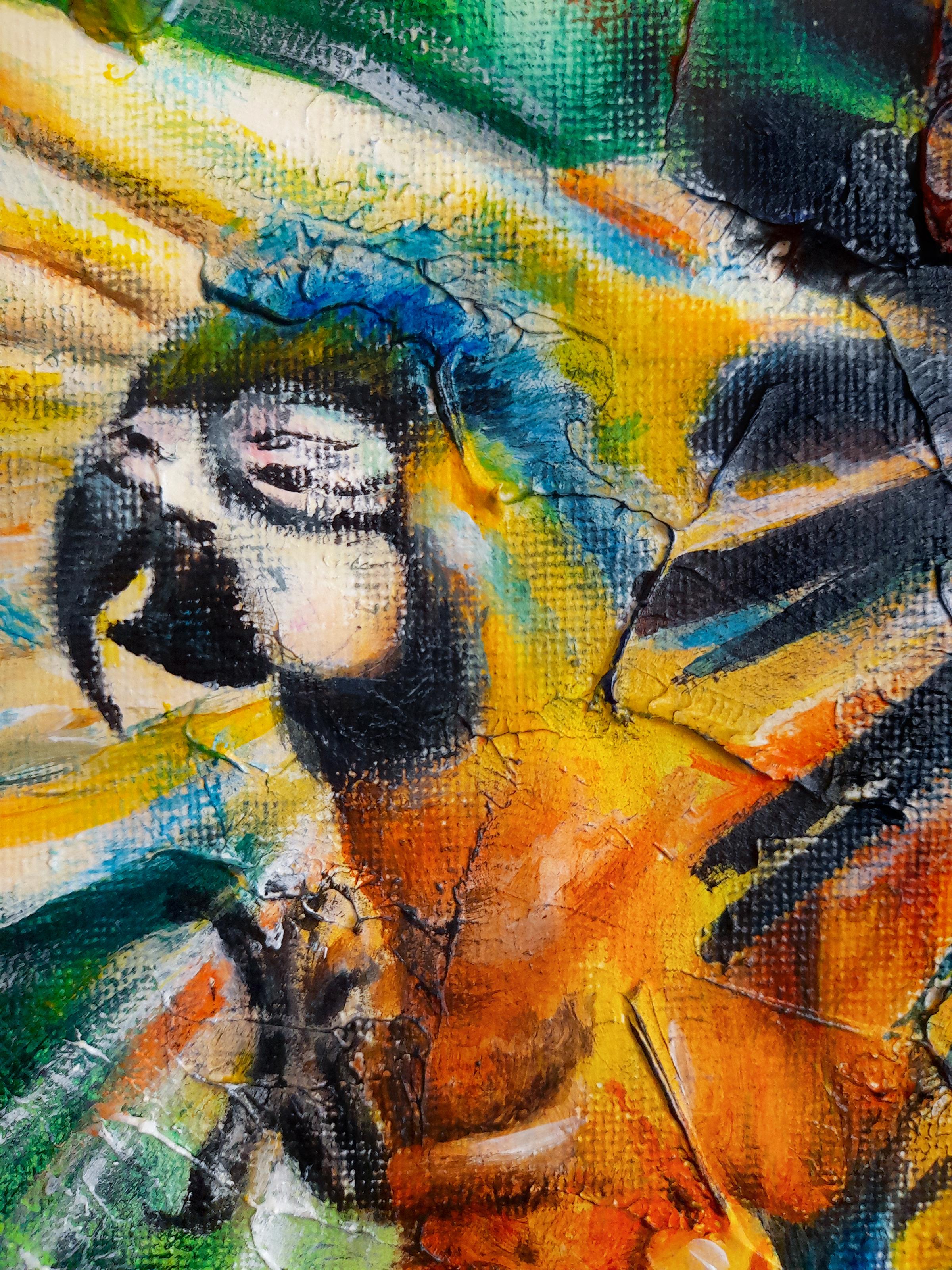 Flight in the fifth dimension. Originalgemälde (Grün), Animal Painting, von Ginna Paola