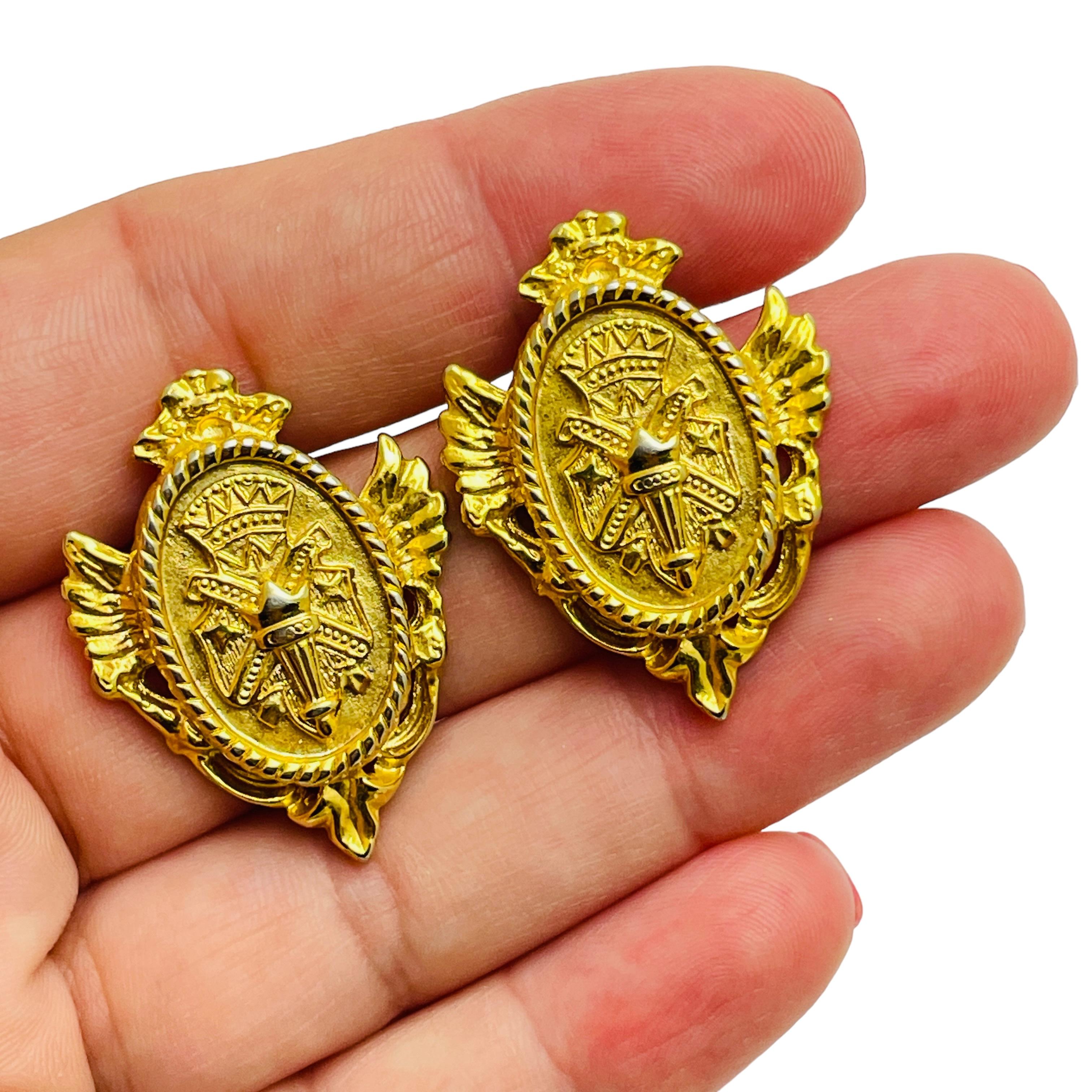 GINNIE JOHANSEN signierte Vintage-Ohrringe aus Gold von Designer Damen im Angebot