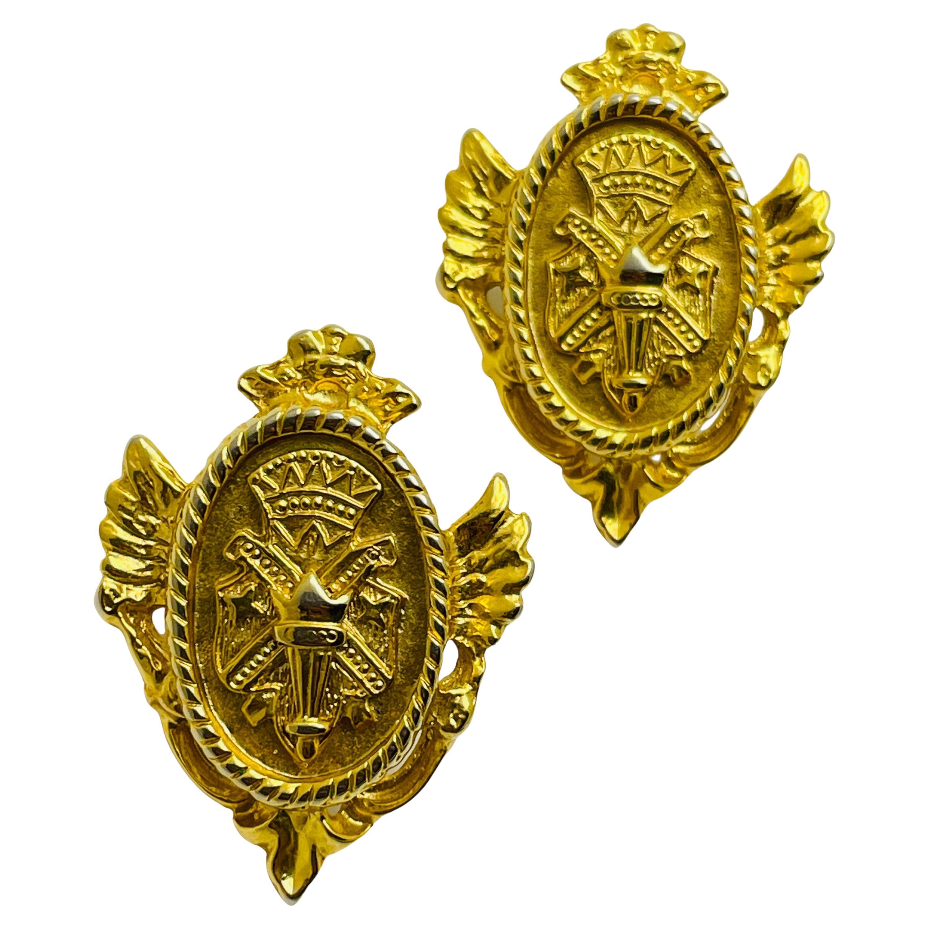 GINNIE JOHANSEN signierte Vintage-Ohrringe aus Gold von Designer im Angebot
