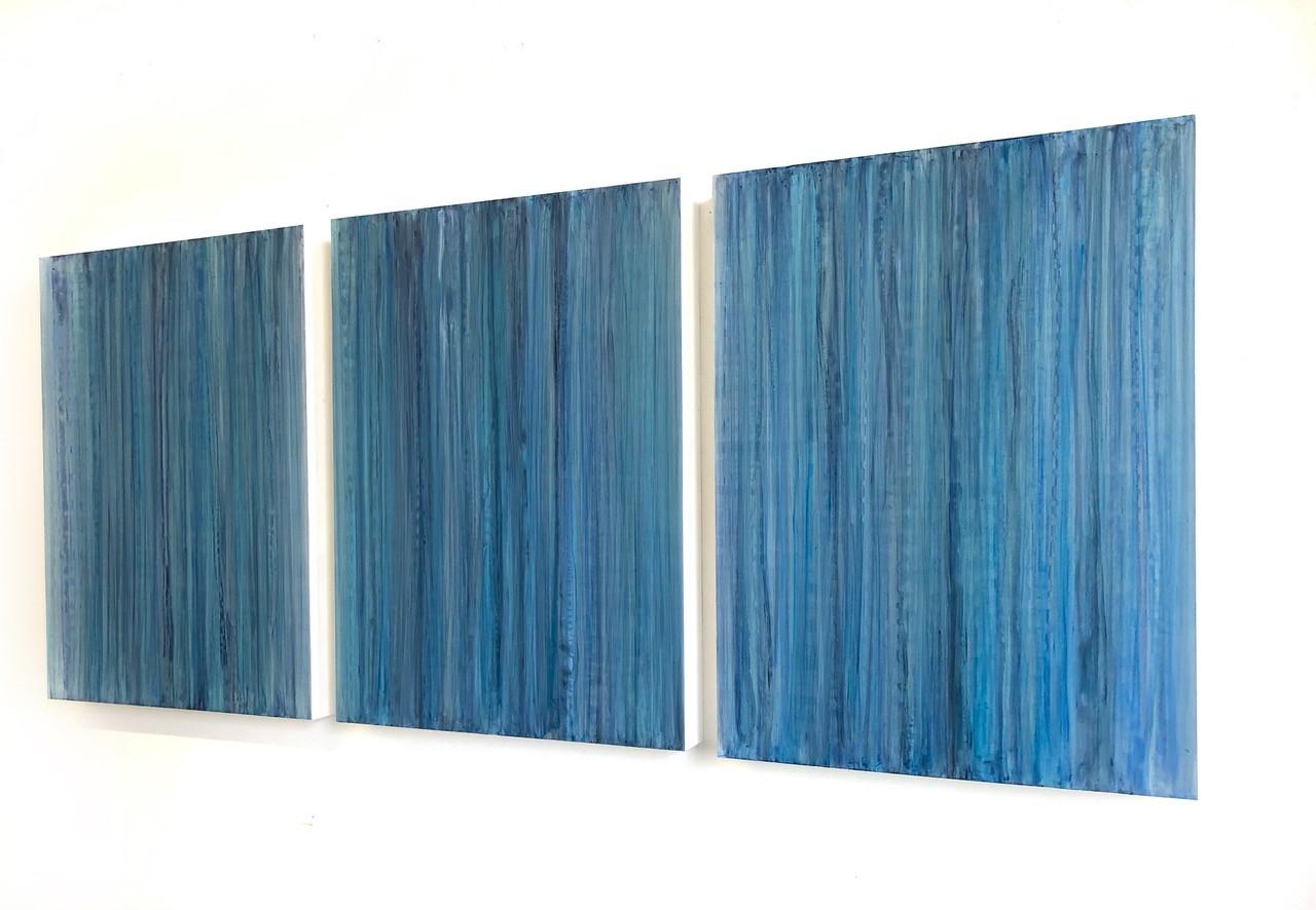 Blaublaues minimalistisches Farbfeldgemälde auf Tafeln (C22-8) – Painting von Ginny Fox