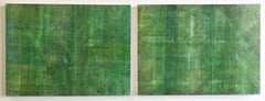 C14-10 (Minimalist Green Wall Sculpture in Two Panels, Diptych)