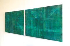 C15-1 (Minimalistische Smaragd-Wandskulptur auf zwei Tafeln)