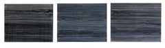 C18-13 [A,B,C] (Abstract Rectangular Triptych in Striated Black and Blue)
