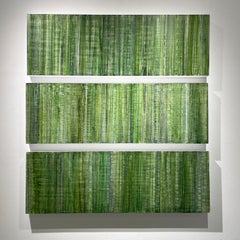 C22-0 (Geometric Abstract Color Field Multi Panel Painting in Shades of Green)