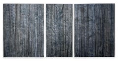 Used C23-6 (Abstract Geometric Color Field Multi Panel Painting in Charcoal Grey)