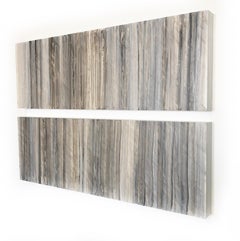 Minimalistisches abstraktes Farbfeldgemälde in Beige:: Grau und Hellblau (C18-9)