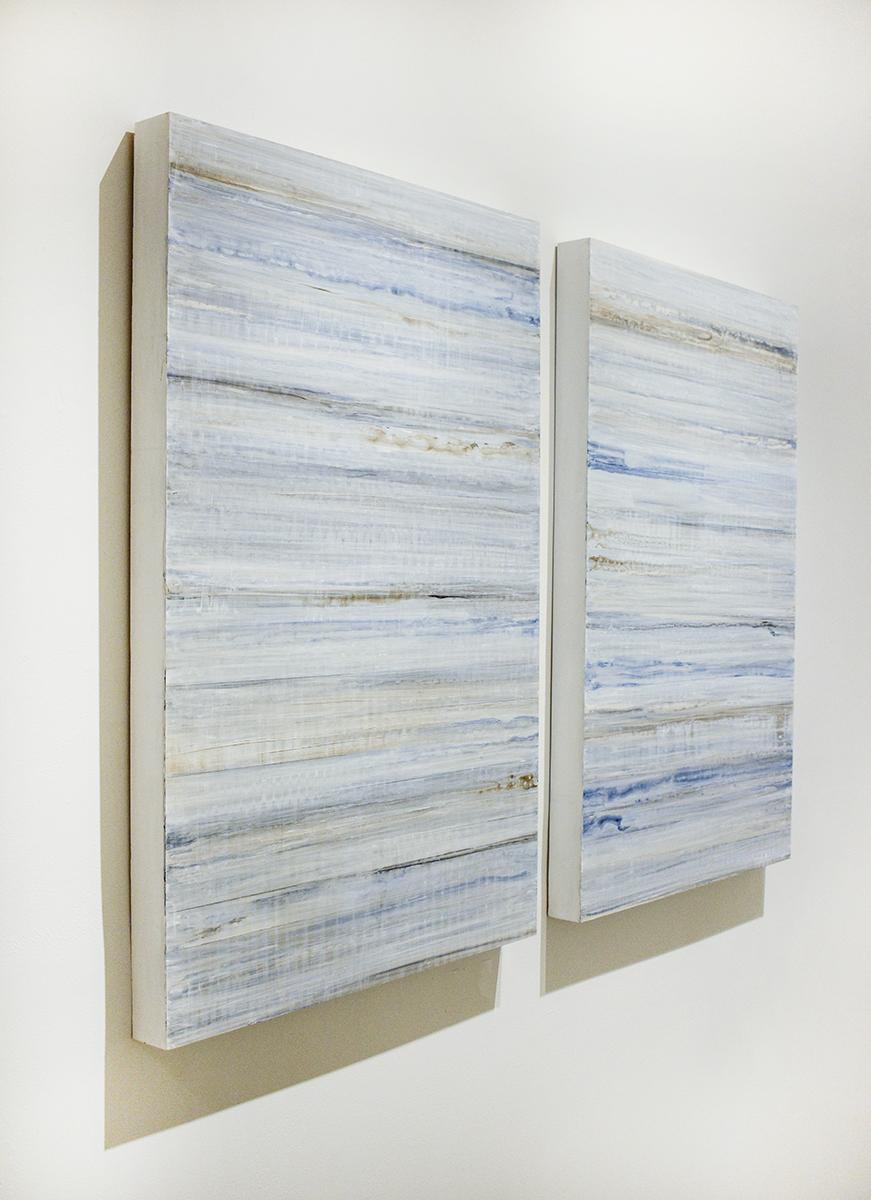 Pittura astratta minimalista in campo cromatico in azzurro e bianco (C19-3) - Painting di Ginny Fox