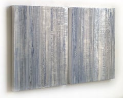 Minimalist Abstract Color Field Painting in Light Blue, White & Grey (C20-9)