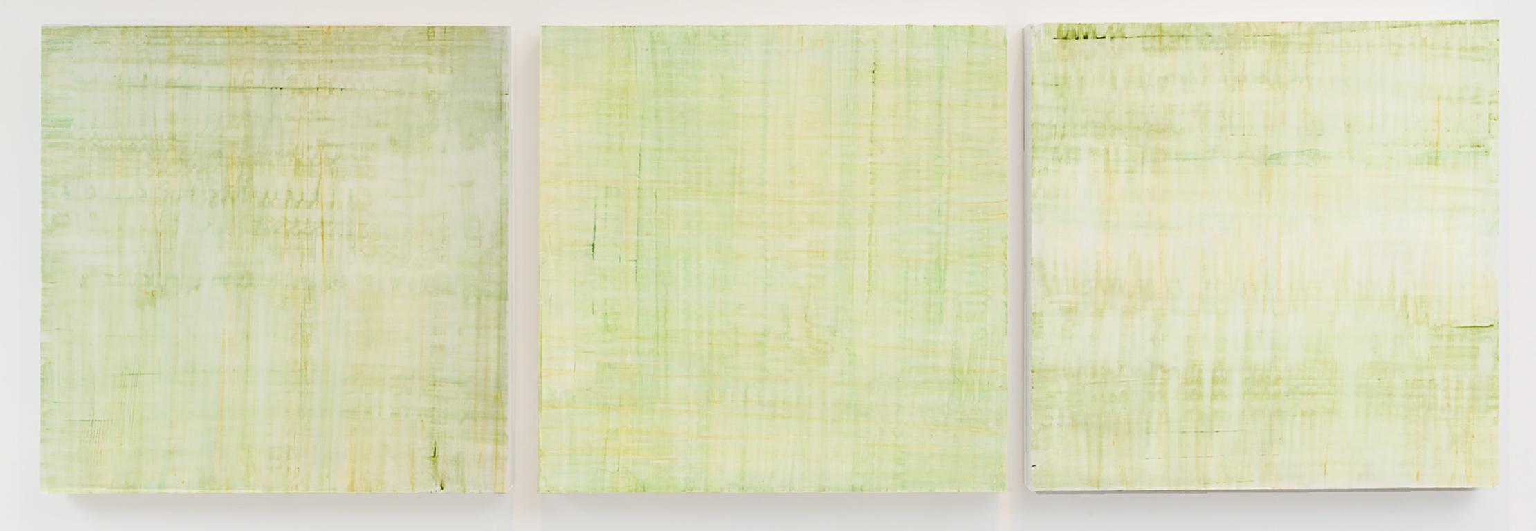 Pittura astratta minimalista con colori verde lime e gialli (C20-7)