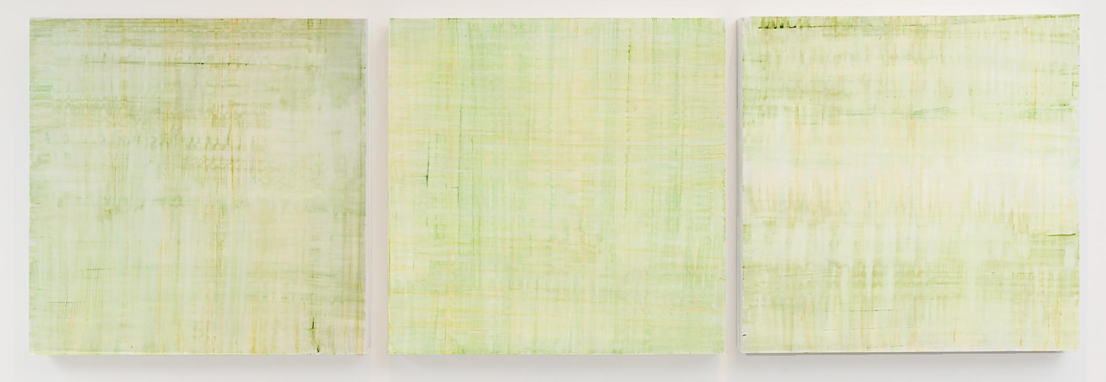 Ginny Fox Abstract Painting - Minimalist Abstract Color Field Painting in Lime Green and Yellows(C20-7)