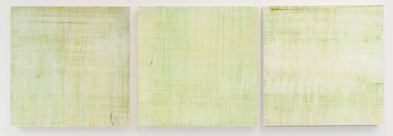 Ginny Fox Abstract Painting - Minimalist Abstract Color Field Painting in Lime Green and Yellows(C20-7)