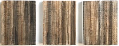 Nature-Inspired Minimalist Color Block Triptych Painting in Brown (C19-5)