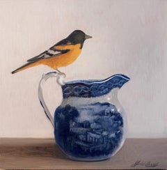 Anticipation par Ginny Williams Nature morte Cardinal du Nord Peinture à l'huile