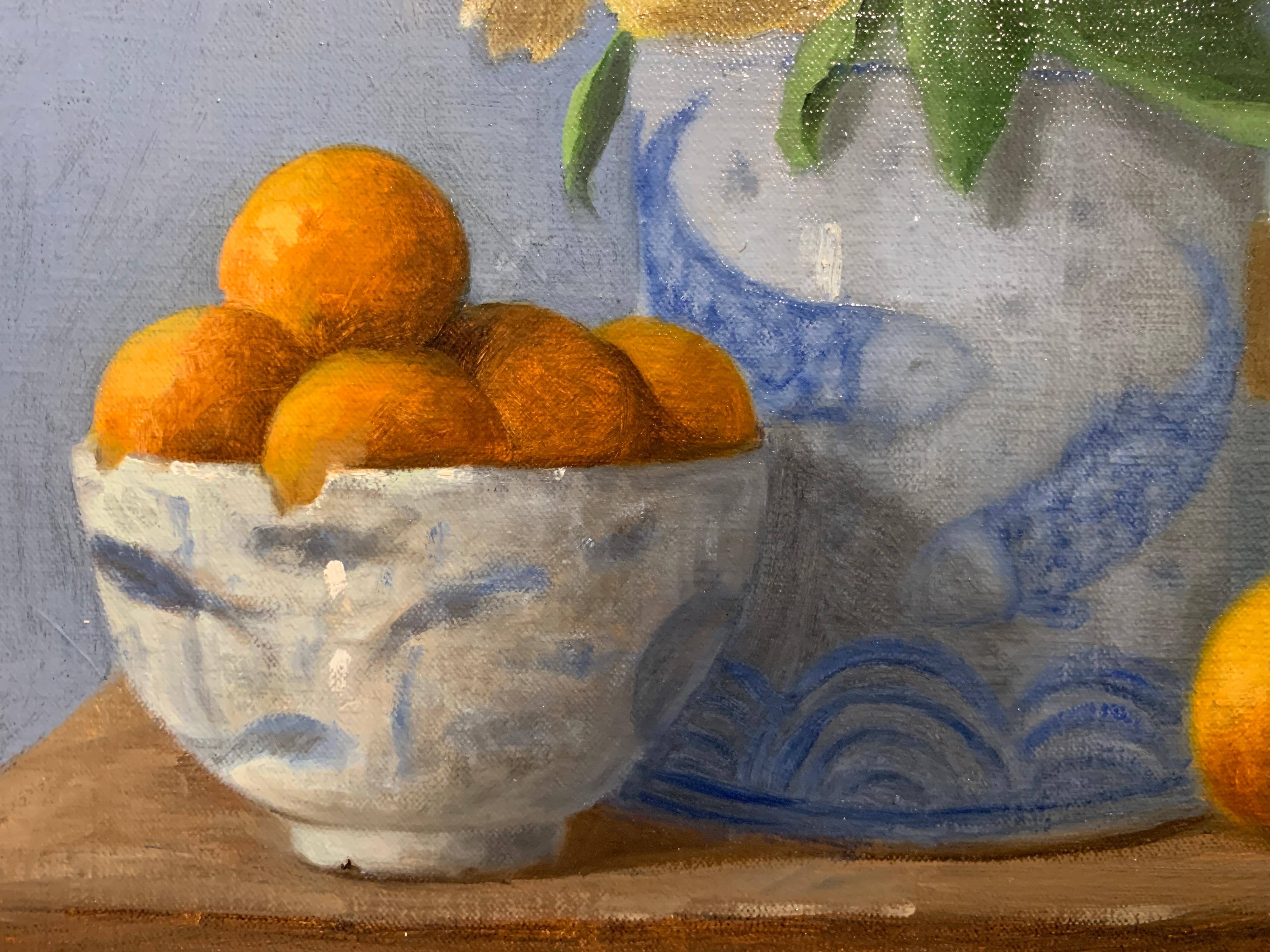 Arrangement With Clementines by Ginny Williams Framed Oil on Canvas Still Life 5