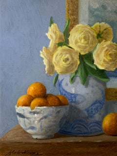 Arrangement With Clementines by Ginny Williams Framed Oil on Canvas Still Life