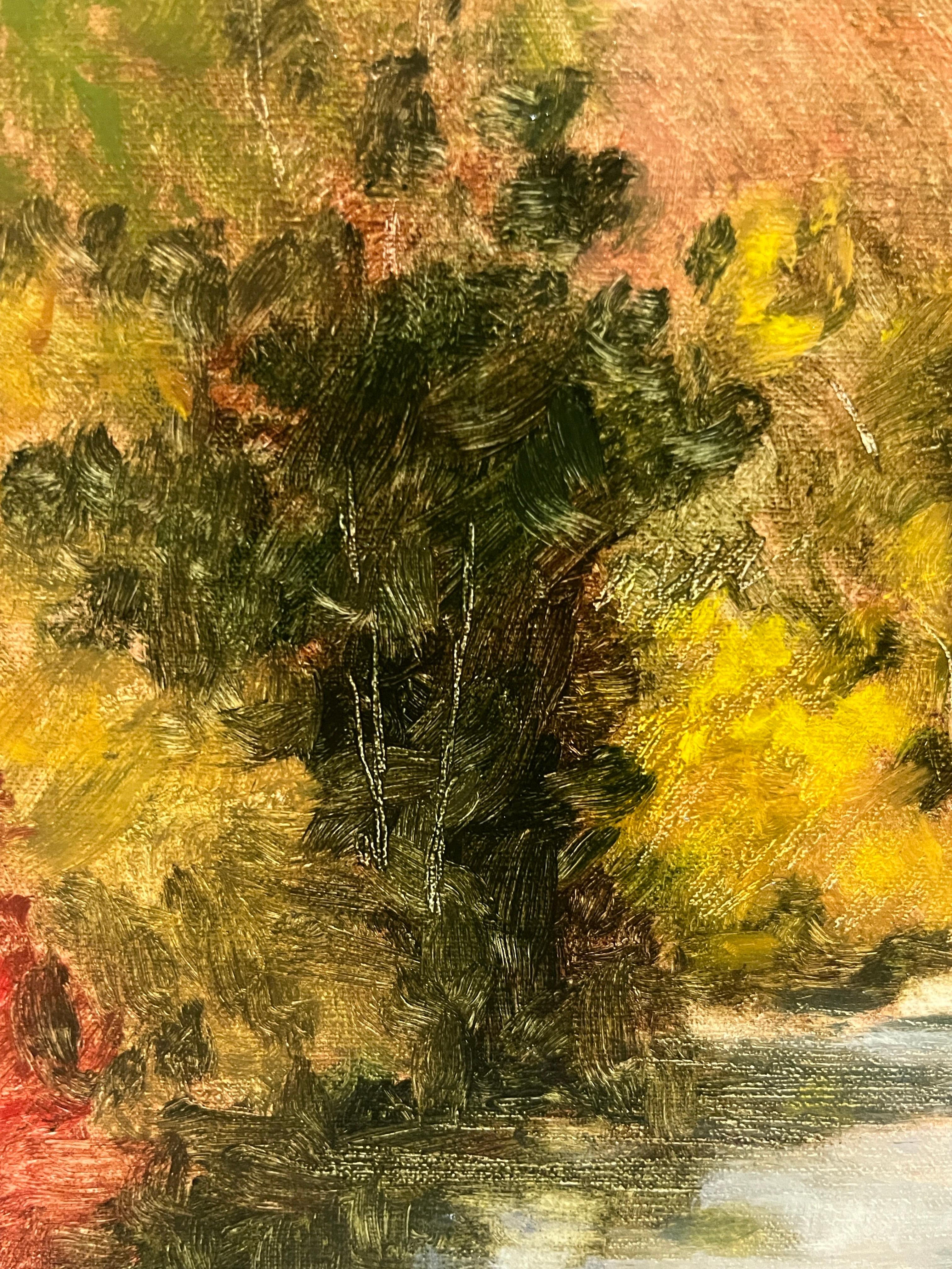 Esta obra es un óleo original sobre tabla. Se pintó en Woodstock, Vermont. Con los colores dorados del otoño, es una mirada pacífica a un hermoso arroyo.

GC Williams es licenciada en Historia del Arte, lo que le permitió comprender y apreciar no
