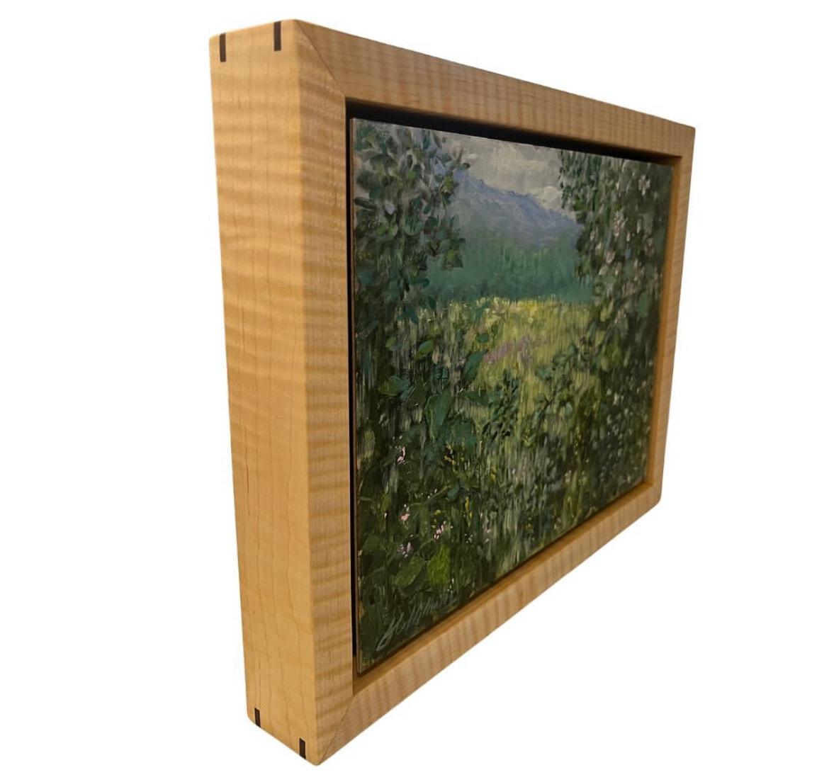 Questo pezzo è un dipinto originale a olio su tavola dell'artista americana Ginny Williams. È stato dipinto en plein air durante una spedizione pittorica nel Vermont. Con una luce e un colore vividi, l'artista ci ha fatto intravedere attraverso gli