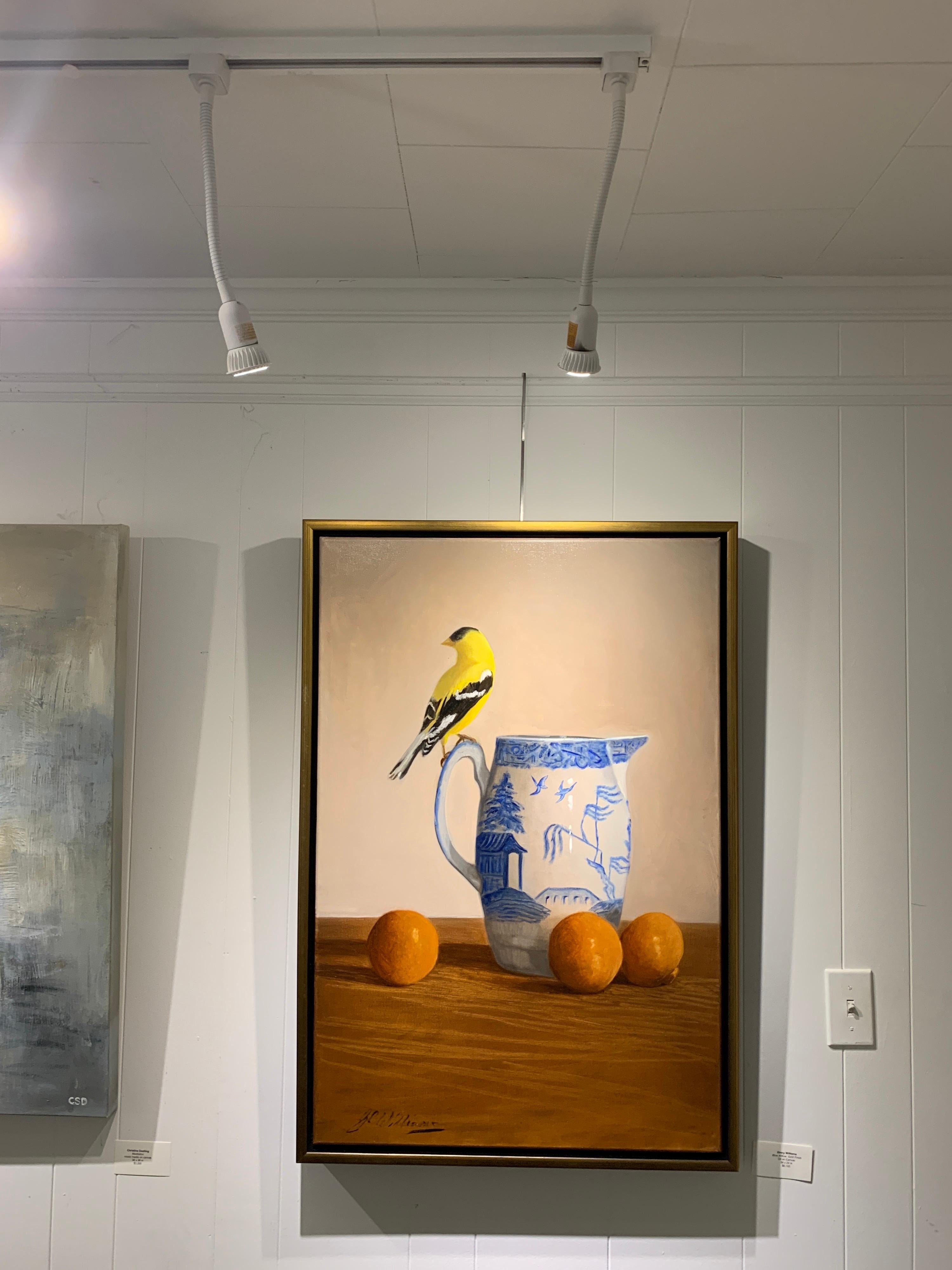 Blue Willow, Gold Finch by Ginny Williams, Framed Realist Still-Life Painting 1