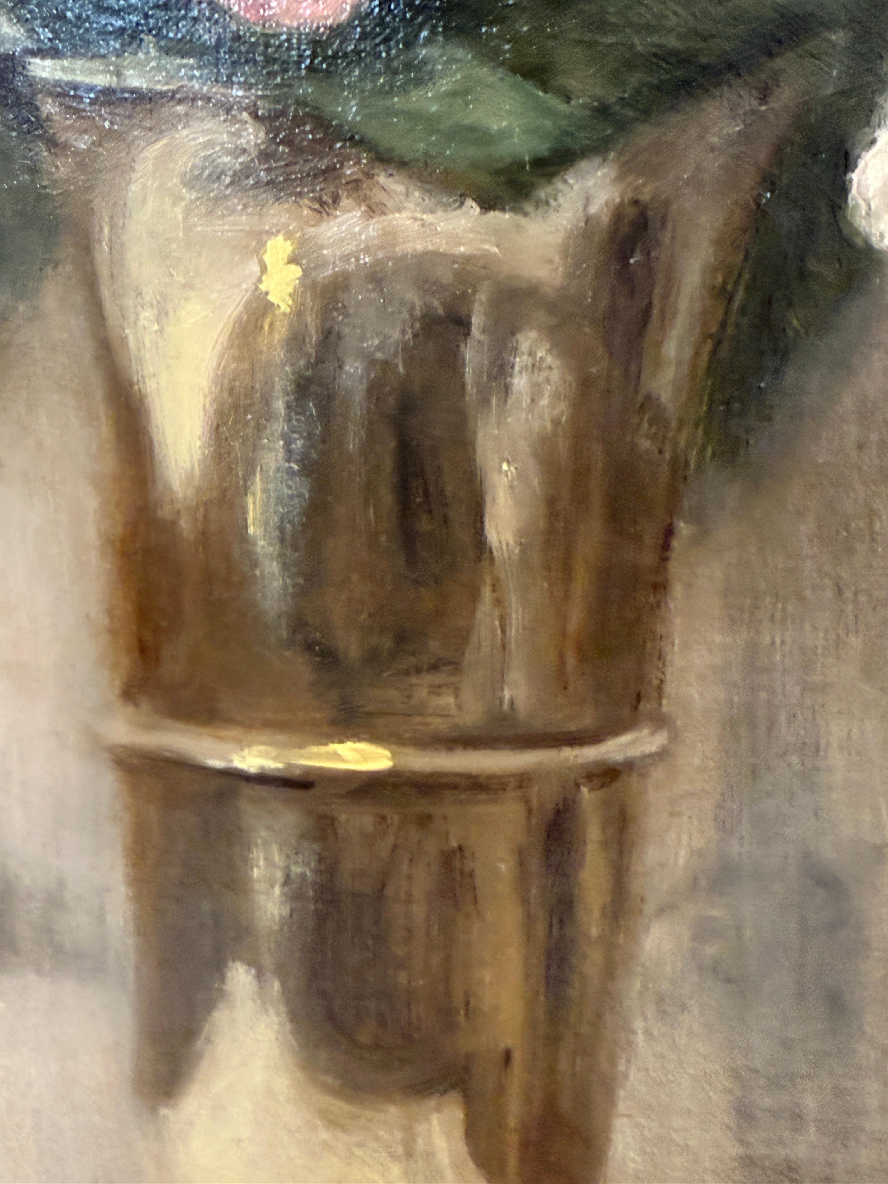 I fiori e il New Yorker - Still-Life Painting Marrone di Ginny Williams