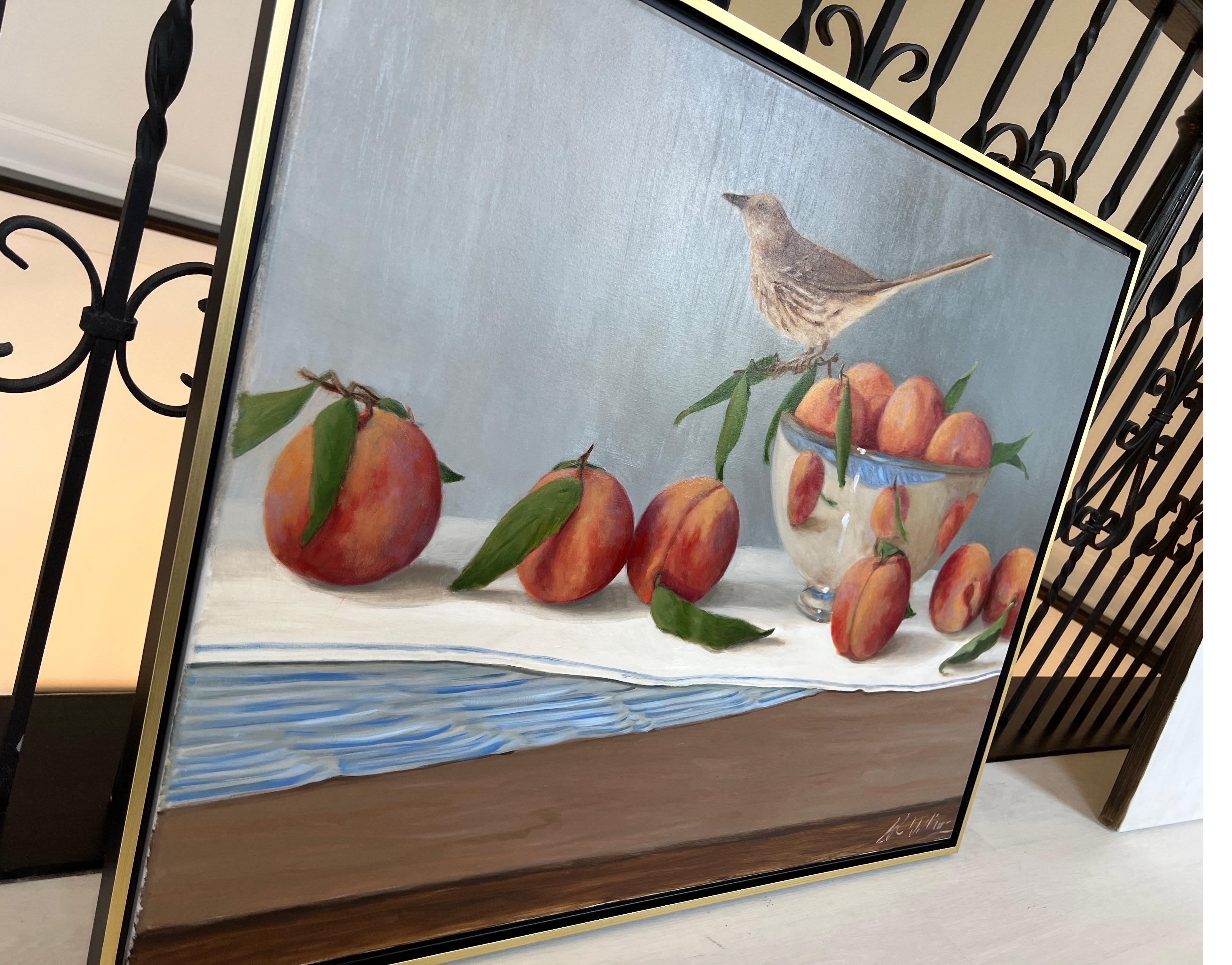 Georgians by Ginny Williams Framed Still Life with Bird & Peaches Oil on Canvas 3