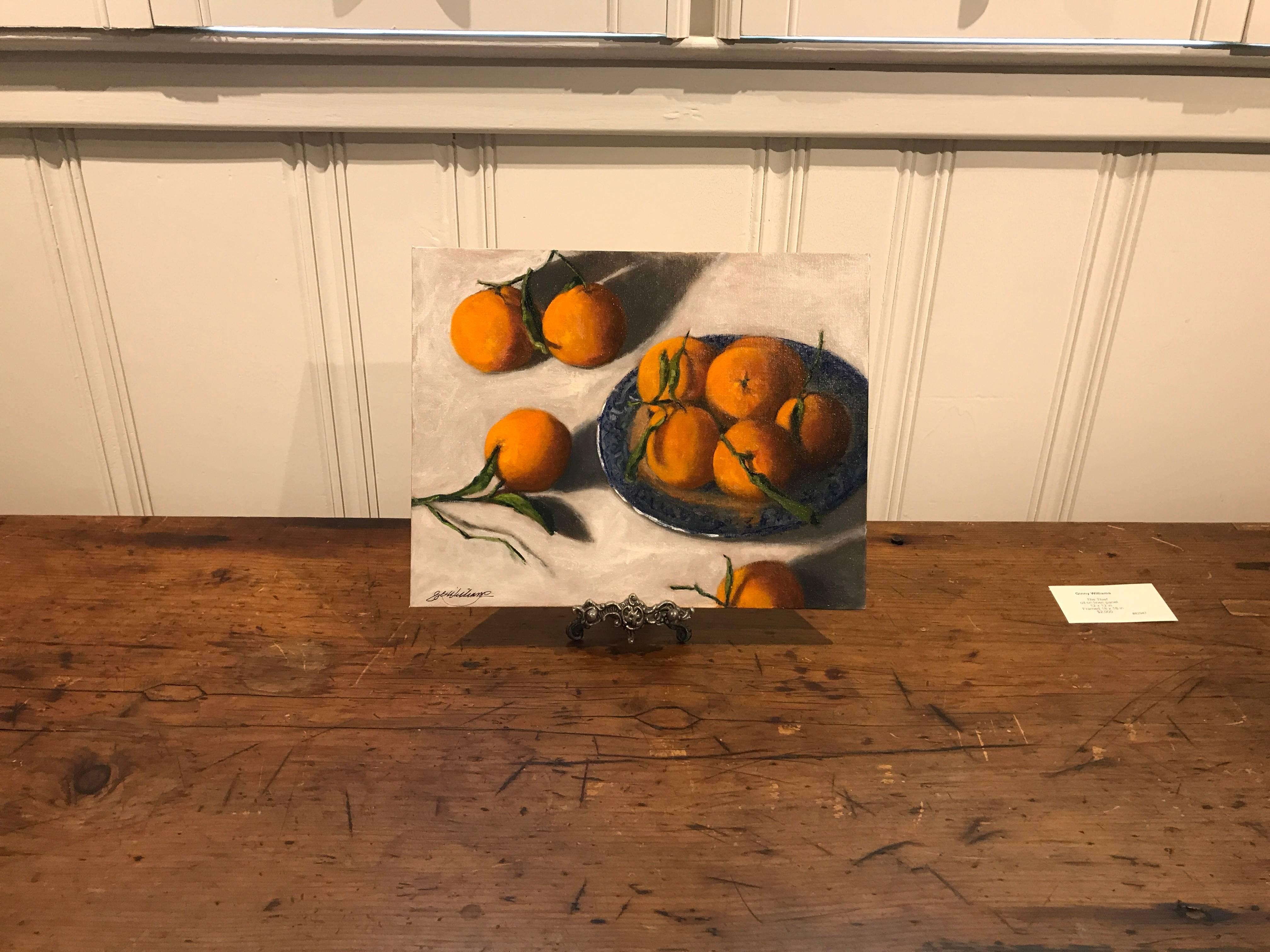 Peinture de nature morte, huile sur panneau de lin, bleu saule, Ginny Williams, Petite, 2018 2