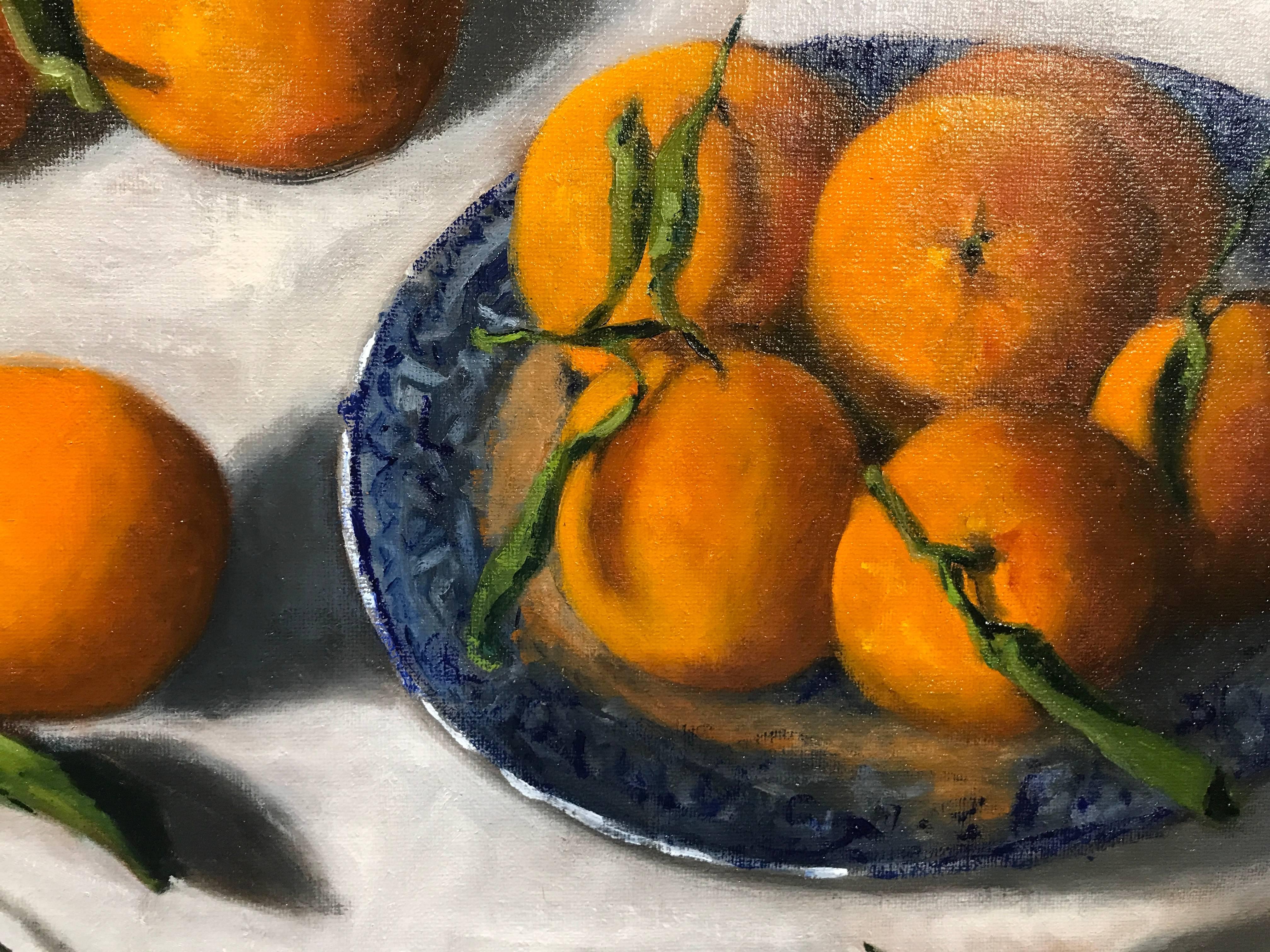 Peinture de nature morte, huile sur panneau de lin, bleu saule, Ginny Williams, Petite, 2018 4