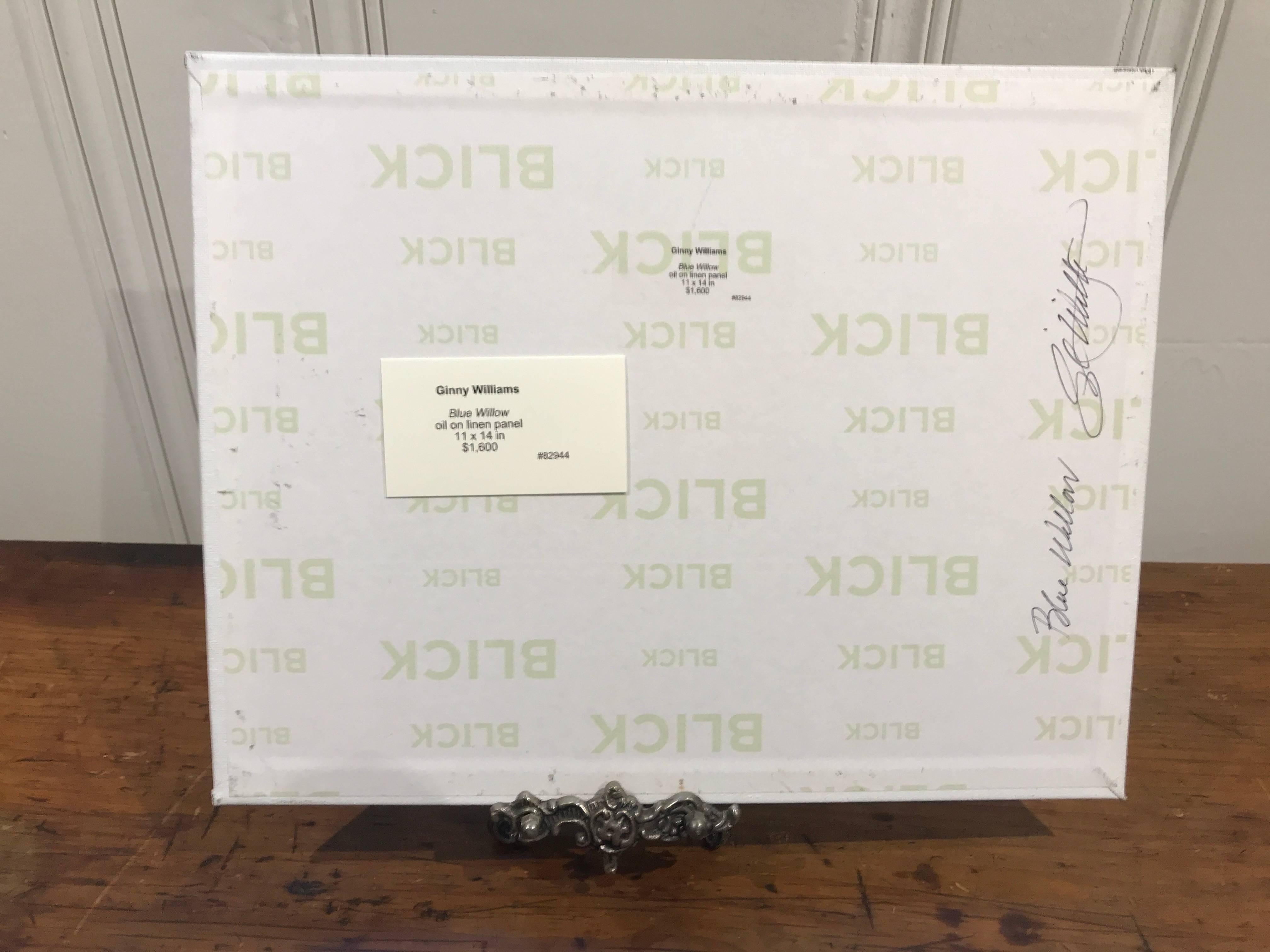 Peinture de nature morte, huile sur panneau de lin, bleu saule, Ginny Williams, Petite, 2018 6