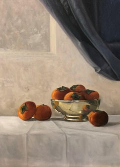 Persimmons by Ginny Williams, Framed Realist Oil on Linen Still-Life Painting