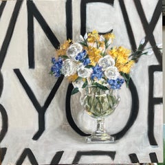 Gerahmtes geblümtes Stillleben „Springtime in NYC“ von Ginny Williams, Öl auf Leinwand