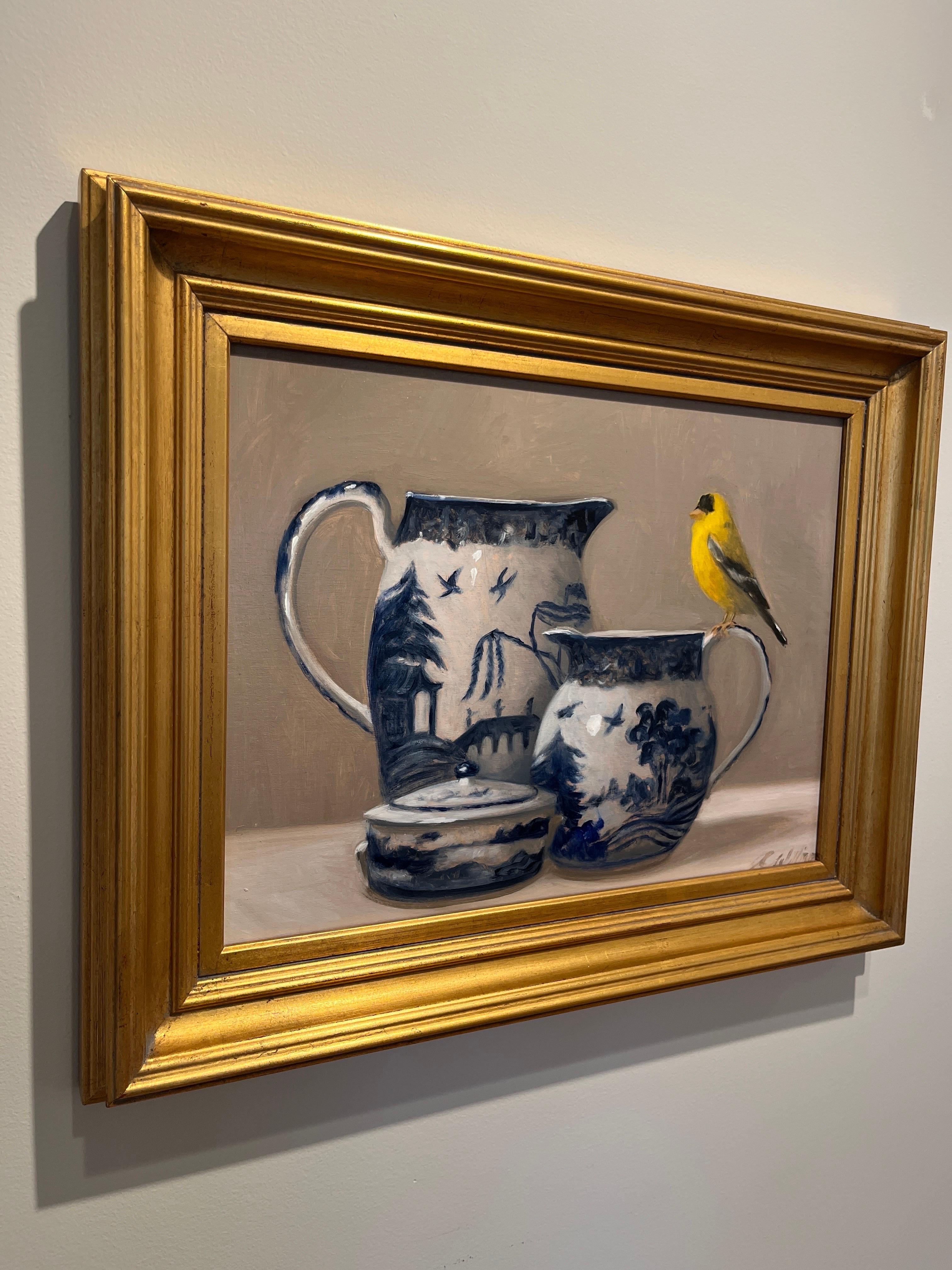 Still Life in Blue, White, and Gold - American Realist Painting by Ginny Williams